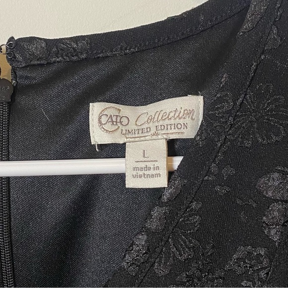 Cato Collection Limited Edition Sz L Elegant Black Floral Dress - Picture 4 of 5